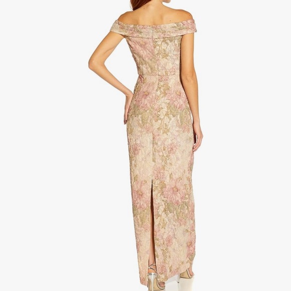 NWT. Adrianna Papell Women's Off Shoulder Matelasse Gown, - Picture 2 of 13